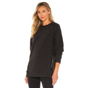 Varley women's Manning Sweatshirt in Black Rib XL zippers ribbed cotton